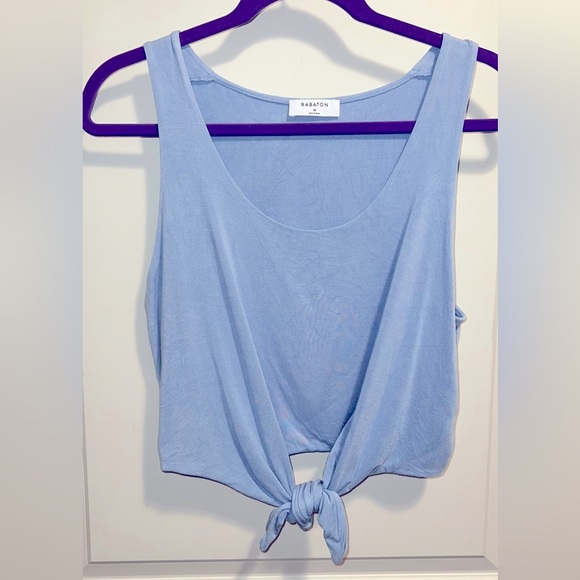 Babaton Tops - Aritzia Babaton Cropped Tank Top Tie Front. Light Blue. Size M.